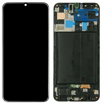 Дисплей для Samsung A505F, A507F Galaxy A50, A50s в рамке + тачскрин (черный) (OLED)