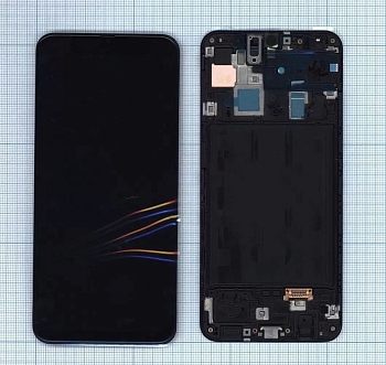 Дисплей для Samsung Galaxy A30 (A305F) OLED в сборе с тачскрином и передней панелью, черный