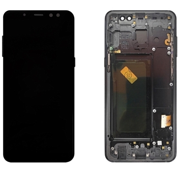 Дисплей Samsung A530F, DS (A8 2018) ориг LCD в рамке (черный) Super AMOLED