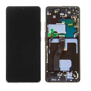 Дисплей для Samsung G998B Galaxy S21 Ultra 5G в рамке + тачскрин (черный) оригинал