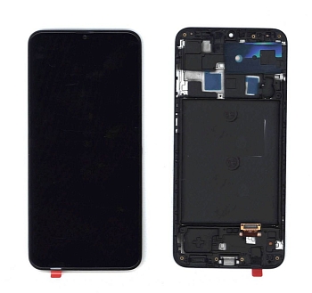 Дисплей для Samsung Galaxy A20 SM-A205F (OLED) черный с рамкой