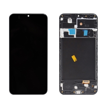 Дисплей Samsung A205FN, DS (A20) в рамке (черный) OLED