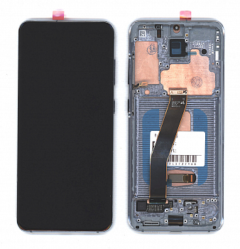 Дисплей (модуль) для Samsung Galaxy S20 SM-G980F в сборе с тачскрином и рамкой (OLED) голубой