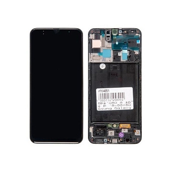 Дисплей в сборе с тачскрином и передней панелью (модуль) для Samsung Galaxy A50 (SM-A505F) Super Amoled, черный