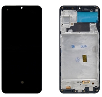 Дисплей Samsung A225F (A22) 4G в рамке (черный) OLED