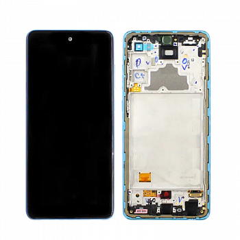 Дисплей Samsung A725F (A72) в рамке (голубой) сервисный ориг 100% Super AMOLED
