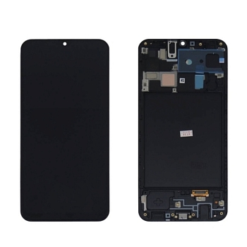 Дисплей Samsung A205FN, DS (A20) ориг LCD в рамке (черный) Super AMOLED