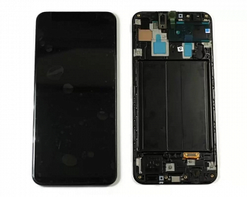 Дисплей для Samsung Galaxy A20 (A205F) в рамке + тачскрин, черный (оригинал)